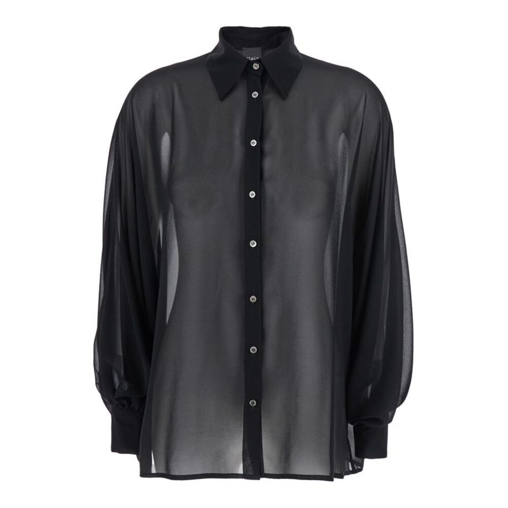 Plain Oversize Sleeves Seethrough Shirt